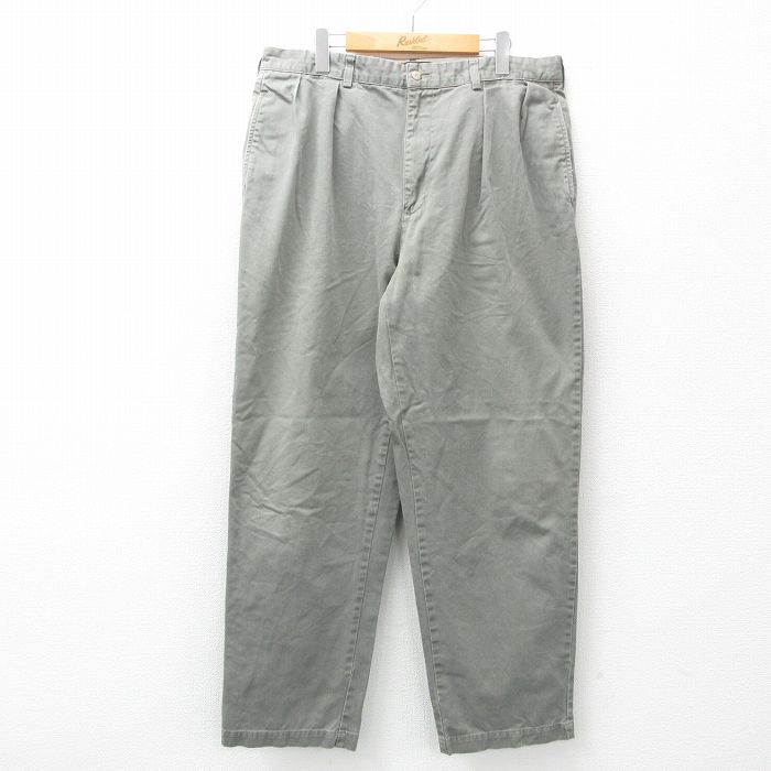 W37★古着 ラルフローレン Ralph Lauren ブランド チノ パンツ チノパン メンズ 90年代 90s ANDREW コットン グレー 25mar31 中古 ボトムス ロング