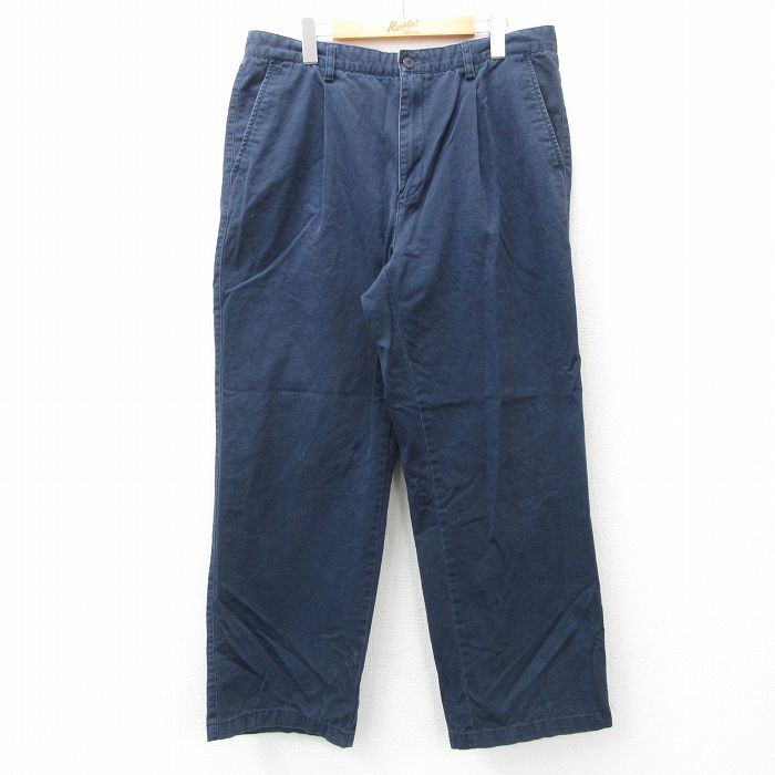 W36★古着 ラルフローレン Ralph Lauren ブランド チノ パンツ チノパン メンズ コットン 紺 ネイビー 25mar31 中古 ボトムス ロング