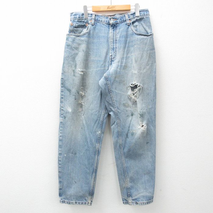 W34★古着 リーバイス Levis 560 ジーンズ メンズ 00年代 00s ヒゲ コットン 紺 ネイビー デニム 【spe】 25mar31 中古 ボトムス ジーパン Gパン ロング パンツ