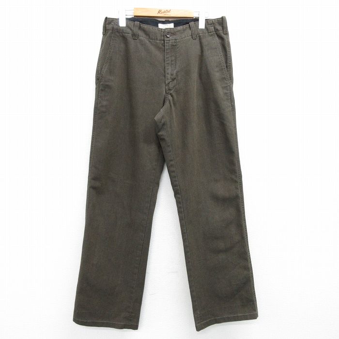 W32★古着 バナナリパブリック BANANA REPUBLIC パンツ メンズ ヘリンボーン 緑系 グリーン 25apr02 中古 ボトムス ロング