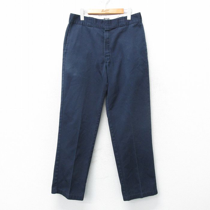 W34★古着 ディッキーズ Dickies ワーク パンツ メンズ 874 紺 ネイビー 25apr01 中古 ボトムス ロング