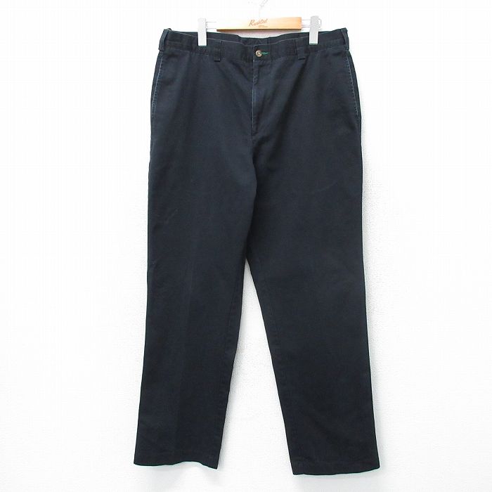 W38★古着 トミーヒルフィガー TOMMY HILFIGER ブランド チノ パンツ チノパン メンズ 90年代 90s ワンポイントロゴ コットン 黒 ブラック 25apr01 中古 ボトムス ロング