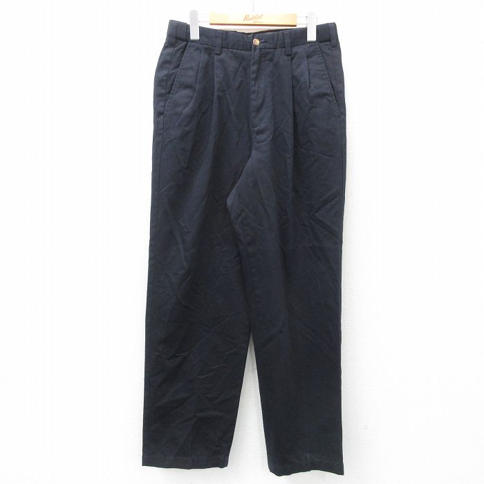 W32★古着 チノ パンツ チノパン メンズ コットン 黒 ブラック 25apr01 中古 ボトムス ロング