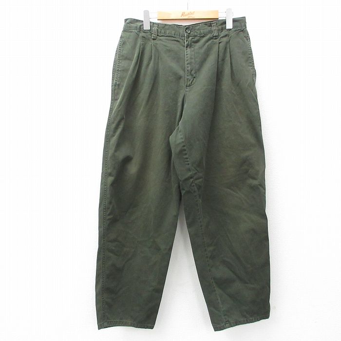 W33★古着 パンツ メンズ 00年代 00s コットン 緑 グリーン 25apr01 中古 ボトムス ロング