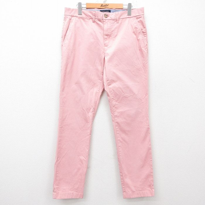 W34★古着 トミーヒルフィガー TOMMY HILFIGER ブランド パンツ メンズ ピンク 25apr01 中古 ボトムス ロング