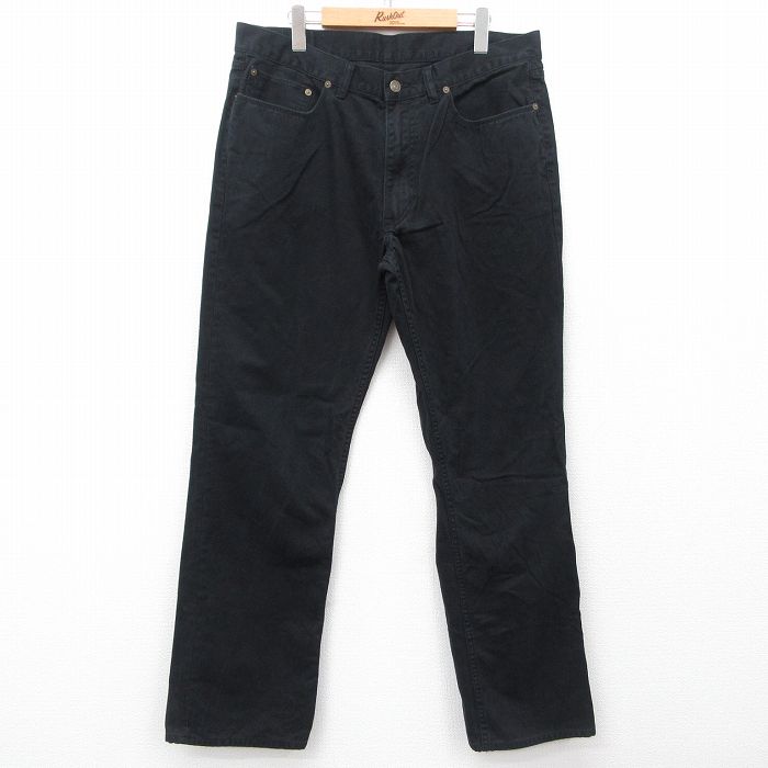 W35★古着 ラルフローレン Ralph Lauren ブランド パンツ メンズ コットン 黒 ブラック 25apr01 中古 ボトムス ロング