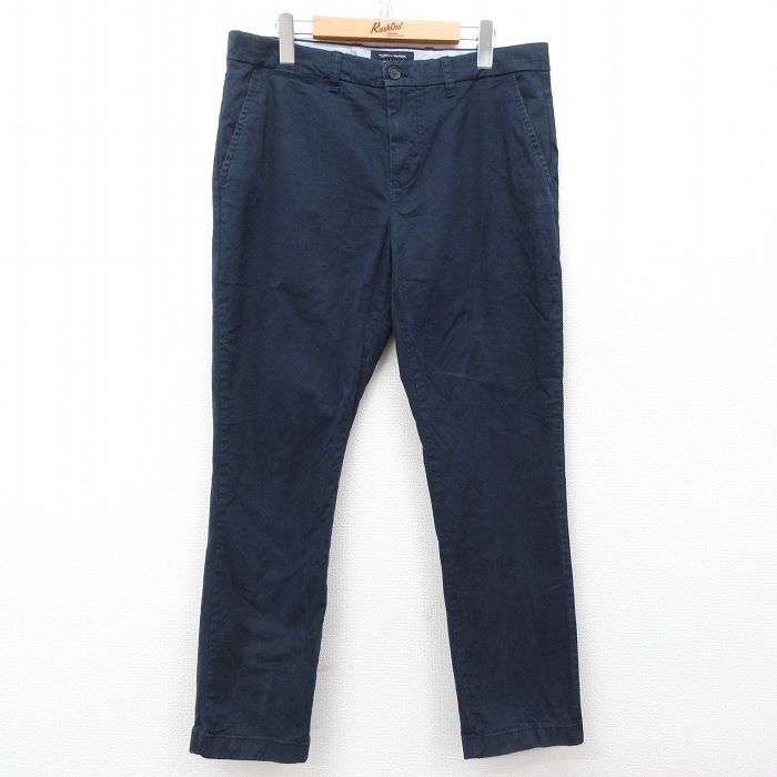W33★古着 トミーヒルフィガー TOMMY HILFIGER ブランド パンツ メンズ 紺 ネイビー 25apr01 中古 ボトムス ロング
