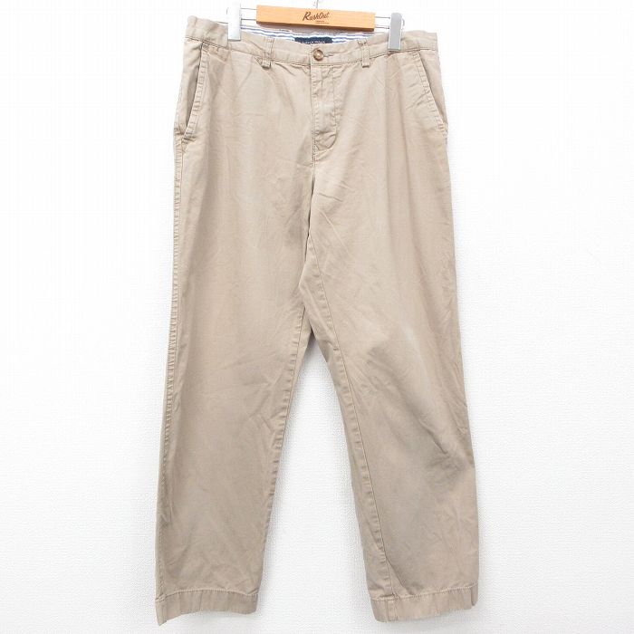 W34★古着 トミーヒルフィガー TOMMY HILFIGER ブランド パンツ メンズ コットン ベージュ カーキ 25apr01 中古 ボトムス ロング