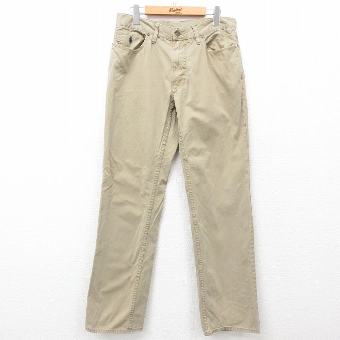 W31★古着 ラルフローレン Ralph Lauren ブランド パンツ メンズ コットン ベージュ カーキ 25apr01 中古 ボトムス ロング