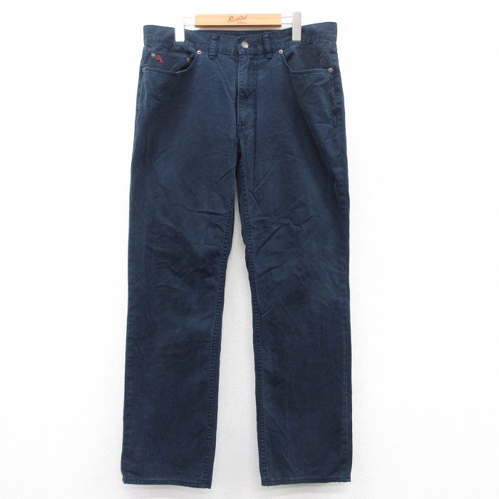 W34★古着 ラルフローレン Ralph Lauren ブランド パンツ メンズ コットン 紺 ネイビー 25apr01 中古 ボトムス ロング
