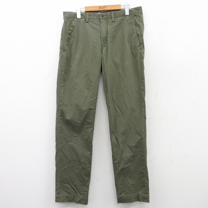 W34★古着 ラルフローレン Ralph Lauren ブランド パンツ メンズ ワンポイントロゴ 緑 グリーン 25apr01 中古 ボトムス ロング