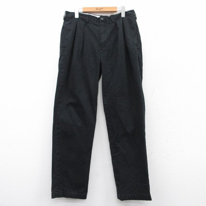 W34★古着 ラルフローレン Ralph Lauren ブランド チノ パンツ チノパン メンズ 90年代 90s コットン 黒 ブラック 25apr01 中古 ボトムス ロング