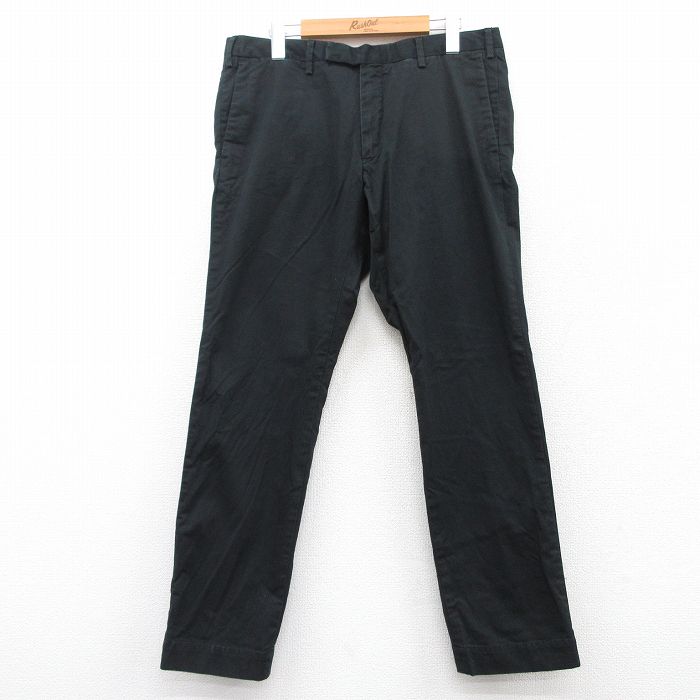 W33★古着 ラルフローレン Ralph Lauren ブランド パンツ メンズ 黒 ブラック 25apr01 中古 ボトムス ロング