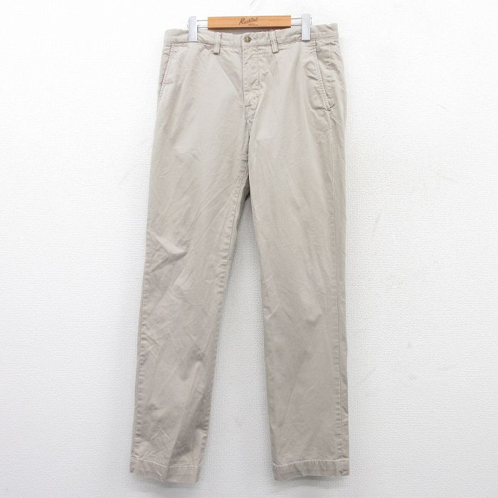 W32★古着 ラルフローレン Ralph Lauren ブランド チノ パンツ チノパン メンズ ワンポイントロゴ ベージュ カーキ 25apr01 中古 ボトムス ロング