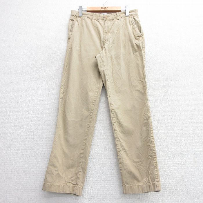 W31★古着 トミーヒルフィガー TOMMY HILFIGER ブランド パンツ メンズ コットン ベージュ カーキ 25apr02 中古 ボトムス ロング