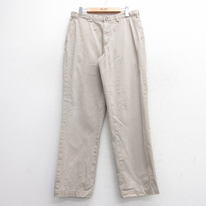 W31★古着 ラルフローレン Ralph Lauren ブランド パンツ メンズ コットン 薄ベージュ カーキ 25apr02 中古 ボトムス ロング