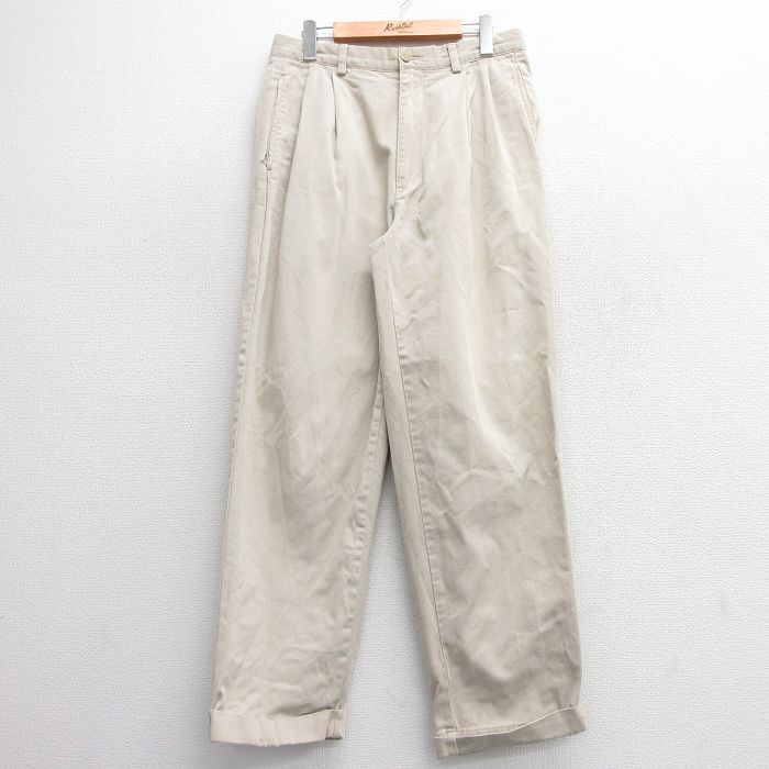 W30★古着 ラルフローレン Ralph Lauren ブランド チノ パンツ チノパン メンズ 90年代 90s コットン 薄ベージュ カーキ 25apr02 中古 ボトムス ロング