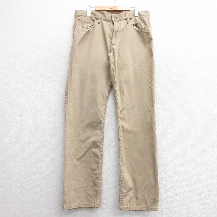 W34★古着 ラルフローレン Ralph Lauren ブランド パンツ メンズ コットン　ベージュ カーキ 25apr02 中古 ボトムス ロング