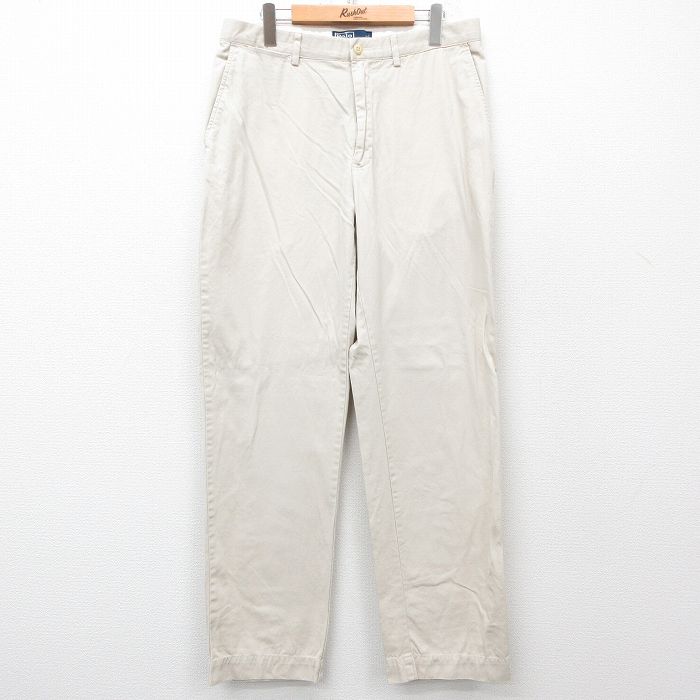 W33★古着 ラルフローレン Ralph Lauren ブランド チノ パンツ チノパン メンズ 90年代 90s コットン ベージュ カーキ 25apr03 中古 ボトムス ロング