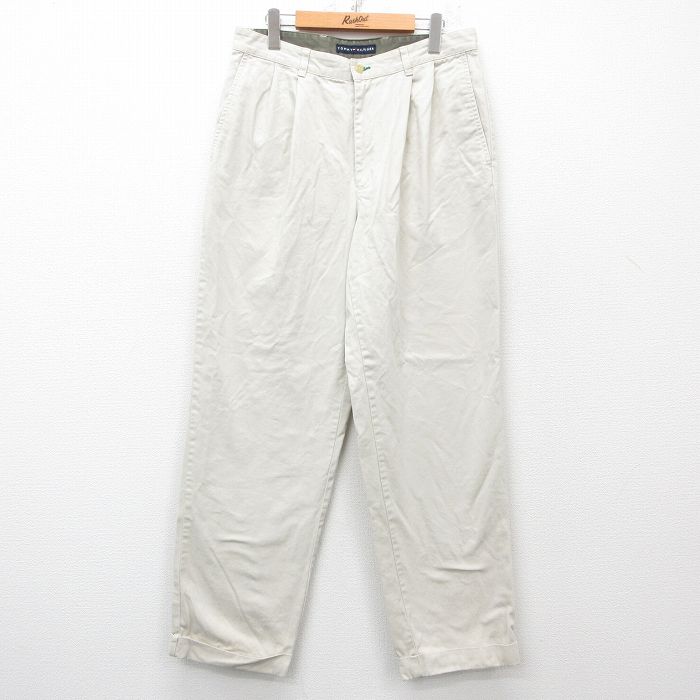 W33★古着 トミーヒルフィガー TOMMY HILFIGER ブランド パンツ メンズ コットン ベージュ カーキ 25apr03 中古 ボトムス ロング