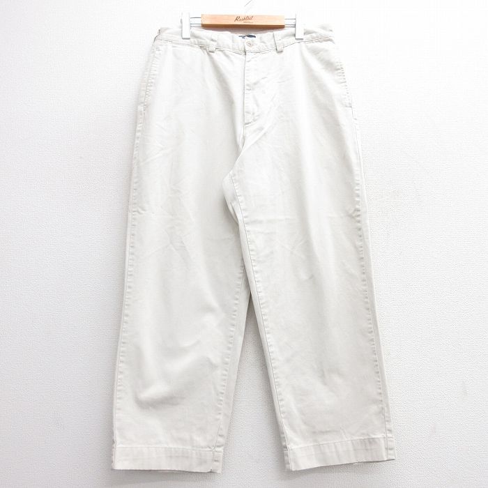 W34★古着 ラルフローレン Ralph Lauren ブランド チノ パンツ チノパン メンズ 90年代 90s コットン USA製 薄ベージュ カーキ 【spe】 25apr03 中古 ボトムス ロング