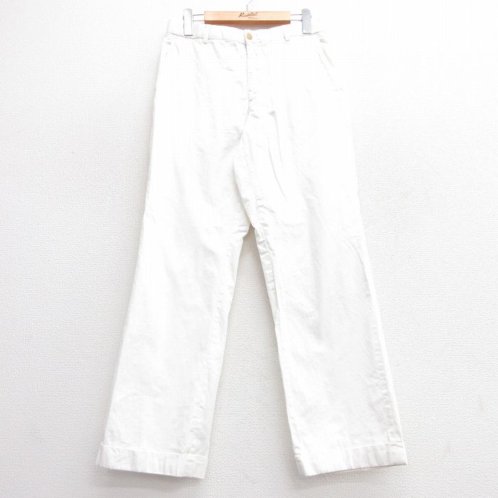 W29★古着 パンツ メンズ コットン イタリア製 白 ホワイト 25apr03 中古 ボトムス ロング
