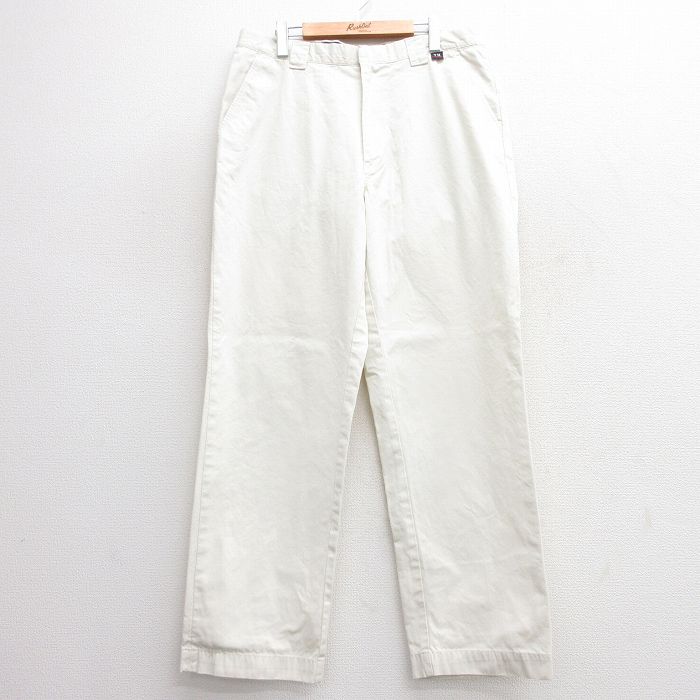 W36★古着 トミーヒルフィガー TOMMY HILFIGER スラックス パンツ メンズ ワンポイントロゴ コットン 薄ベージュ カーキ 25apr03 中古 ボトムス ロング