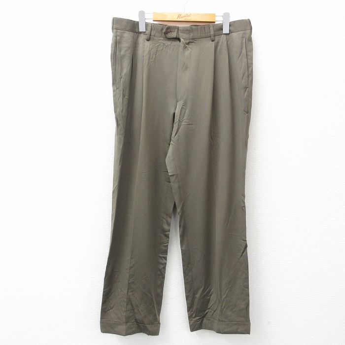 W35★古着 スラックス パンツ メンズ 80年代 80s ウール USA製 タロン 濃緑 グリーン 25apr03 中古 ボトムス ロング