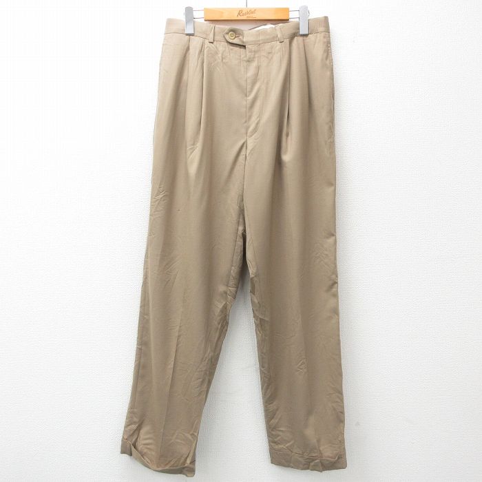 W31★古着 ラルフローレン Ralph Lauren ブランド スラックス パンツ メンズ ウール カナダ製 ベージュ カーキ 25apr03 中古 ボトムス ロング