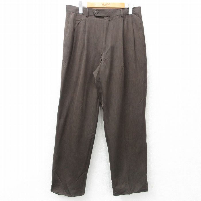 【50%OFF】W31★古着 STAFFORD スラックス パンツ メンズ 濃茶 ブラウン 25apr03 中古 ボトムス ロング