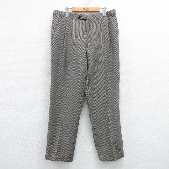 W34★古着 ラルフローレン Ralph Lauren ブランド スラックス パンツ メンズ 千鳥格子 黒他 ブラック 25apr04 中古 ボトムス ロング