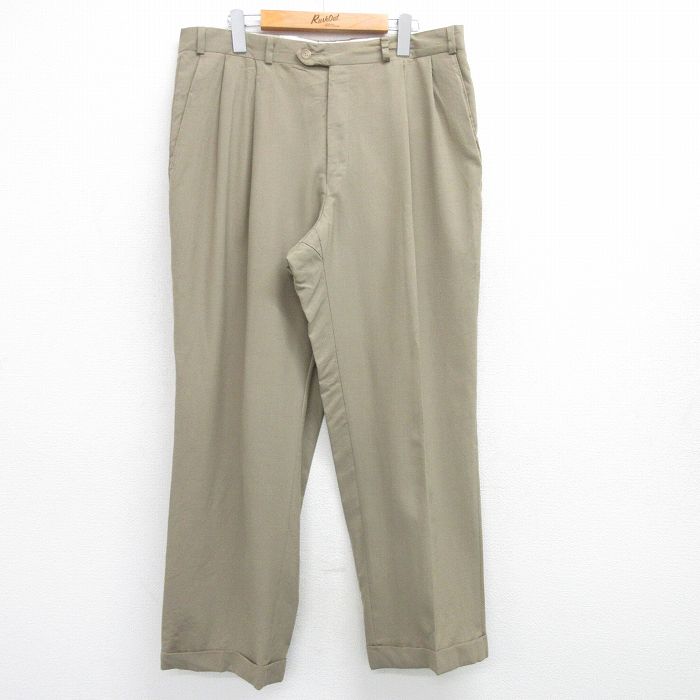 W34★古着 ラルフローレン Ralph Lauren チャップス ブランド スラックス パンツ メンズ 80年代 80s ベージュ カーキ 25apr04 中古 ボトムス ロング