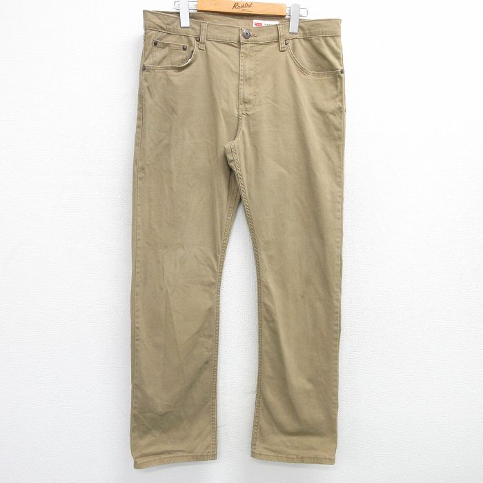W34★古着 ラングラー Wrangler ジーンズ メンズ ベージュ カーキ デニム 25apr04 中古 ボトムス ジーパン Gパン ロング パンツ