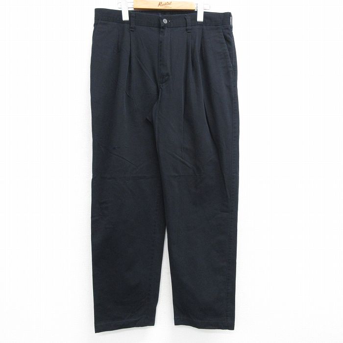 W34★古着 リー Lee チノ パンツ チノパン メンズ 紺 ネイビー 25apr04 中古 ボトムス ロング