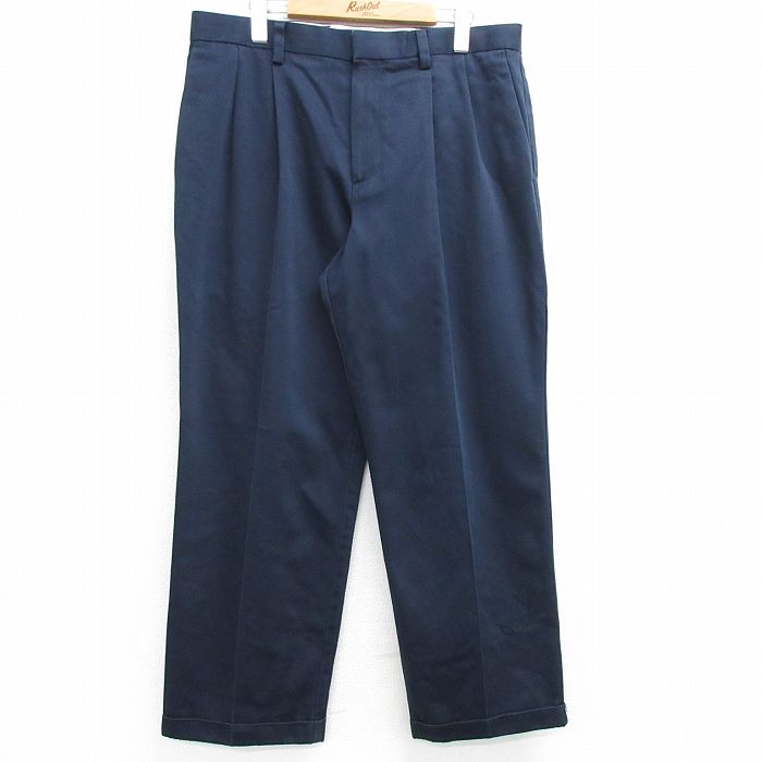 W35★古着 ドッカーズ スラックス パンツ メンズ コットン 紺 ネイビー 25apr04 中古 ボトムス ロング