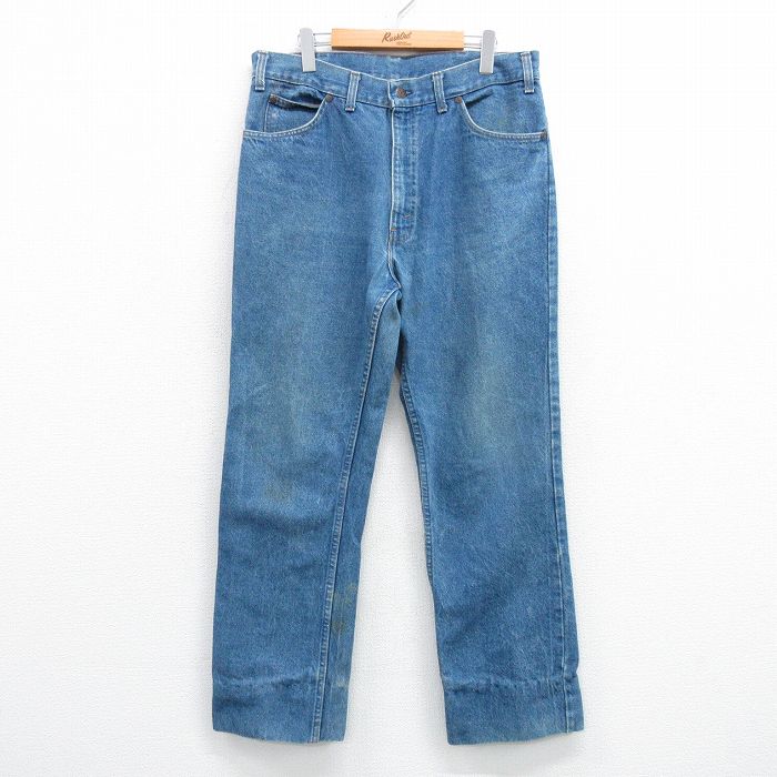 W36★古着 ジーンズ メンズ 90年代 90s コットン USA製 紺 ネイビー デニム 25apr07 中古 ボトムス ジーパン Gパン ロング パンツ