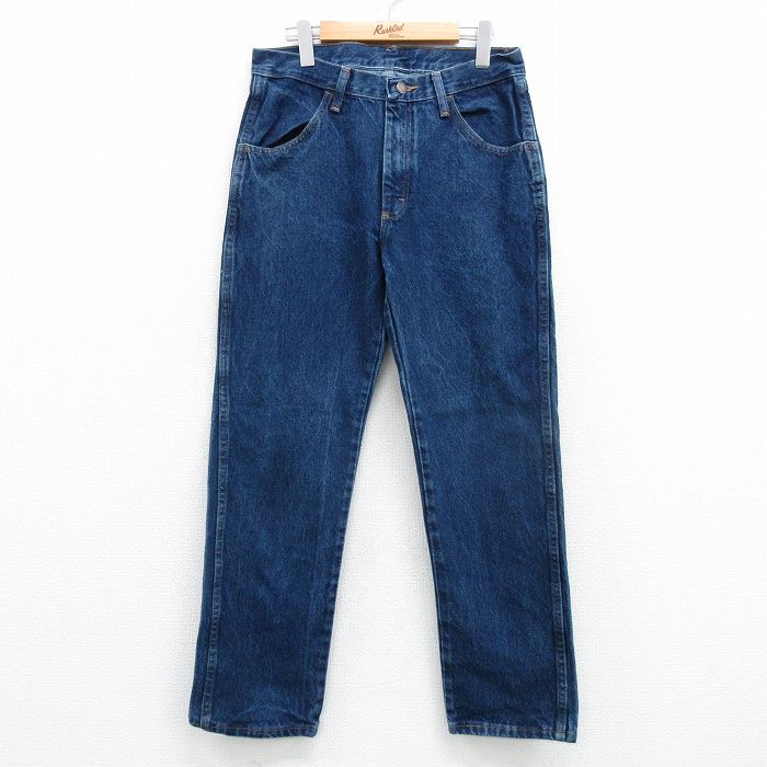 W32★古着 ラスラー ジーンズ メンズ コットン 紺 ネイビー デニム 25apr07 中古 ボトムス ジーパン Gパン ロング パンツ