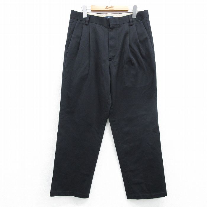W32★古着 ドッカーズ スラックス パンツ メンズ コットン 黒 ブラック 25apr07 中古 ボトムス ロング