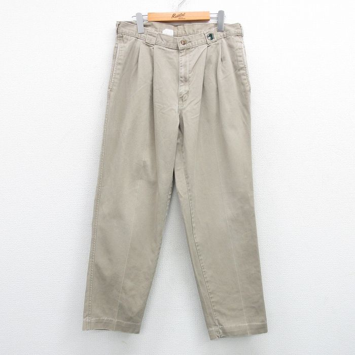 W34★古着 ダックヘッド パンツ メンズ コットン ベージュ カーキ 25apr07 中古 ボトムス ロング