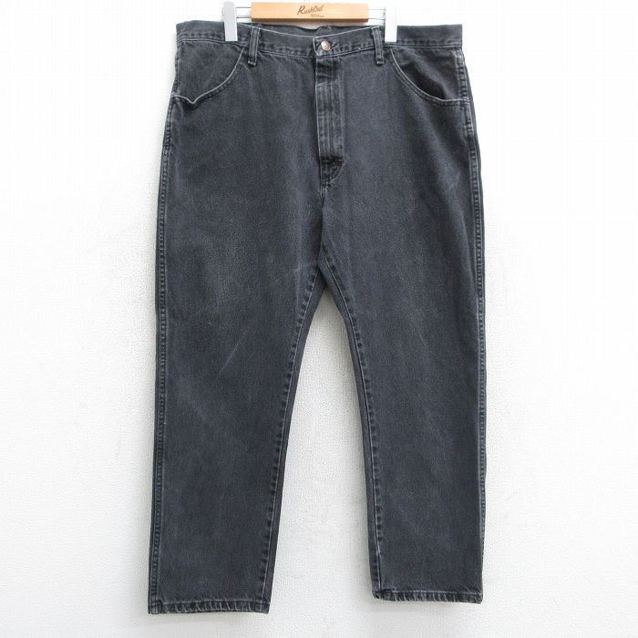 【20%OFF】W39★古着 ラスラー ジーンズ メンズ 大きいサイズ コットン 黒 ブラック デニム 25apr10 中古 ボトムス ジーパン Gパン ロング パンツ