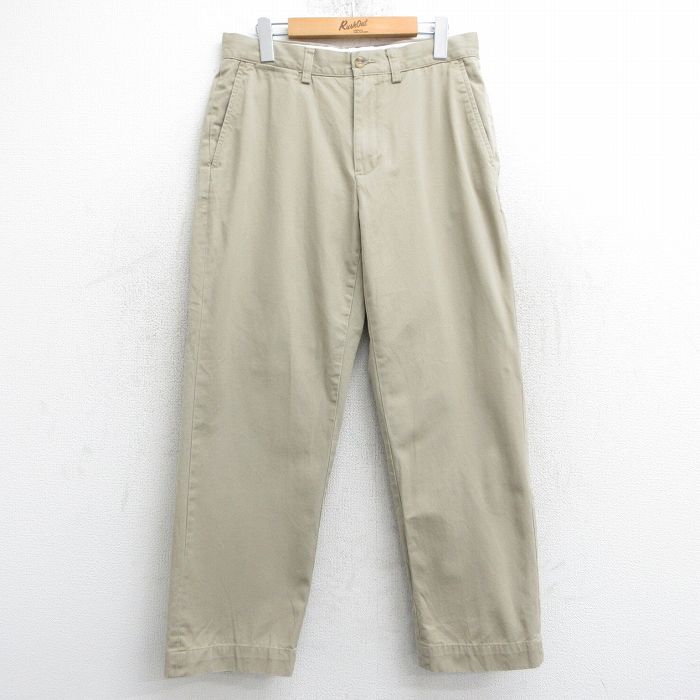 W33★古着 ラルフローレン Ralph Lauren ブランド チノ パンツ チノパン メンズ ワンポイントロゴ コットン ベージュ カーキ 25apr10 中古 ボトムス ロング