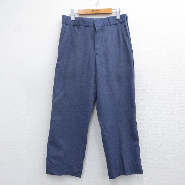 W32★古着 スラックス パンツ メンズ 80年代 80s 紺 ネイビー 25apr10 中古 ボトムス ロング