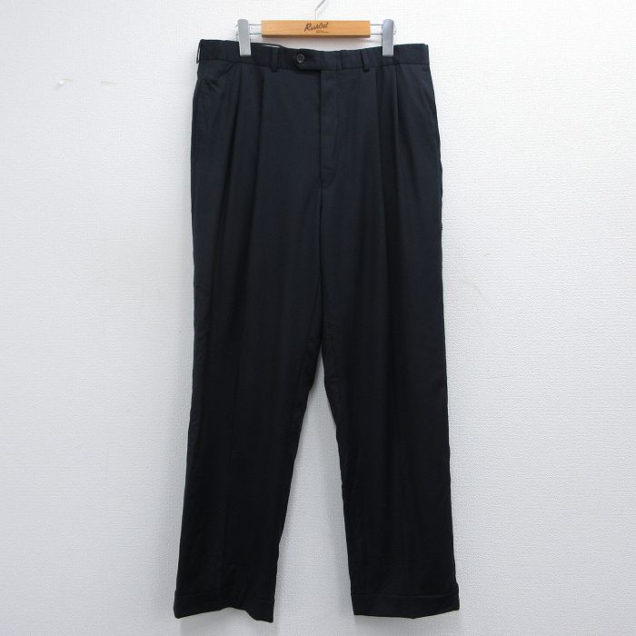 W34★古着 ラルフローレン Ralph Lauren ブランド スラックス パンツ メンズ ウール 黒 ブラック 25apr10 中古 ボトムス ロング