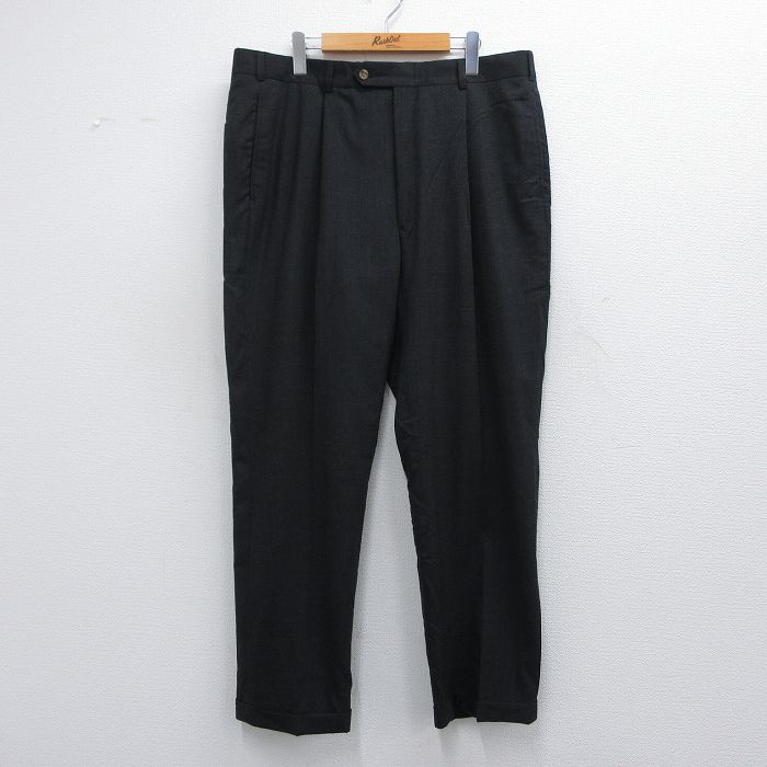 W38★古着 トミーヒルフィガー TOMMY HILFIGER ブランド スラックス パンツ メンズ 80年代 80s タロン 黒 ブラック 25apr10 中古 ボトムス ロング