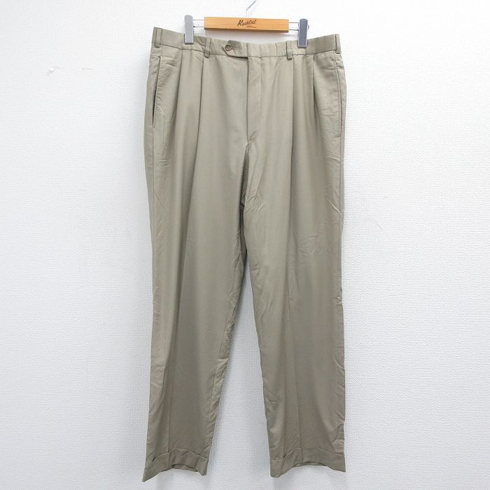 【50%OFF】W36★古着 ブルックスブラザーズ BROOKS BROTHERS ブランド スラックス パンツ メンズ 00年代 00s ウール ベージュ カーキ 25apr10 中古 ボトムス ロング