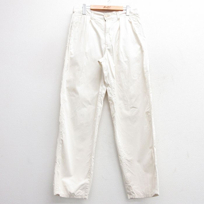 W32★古着 ラルフローレン Ralph Lauren ブランド チノ パンツ チノパン メンズ 90年代 90s コットン USA製 生成り 【spe】 25apr11 中古 ボトムス ロング