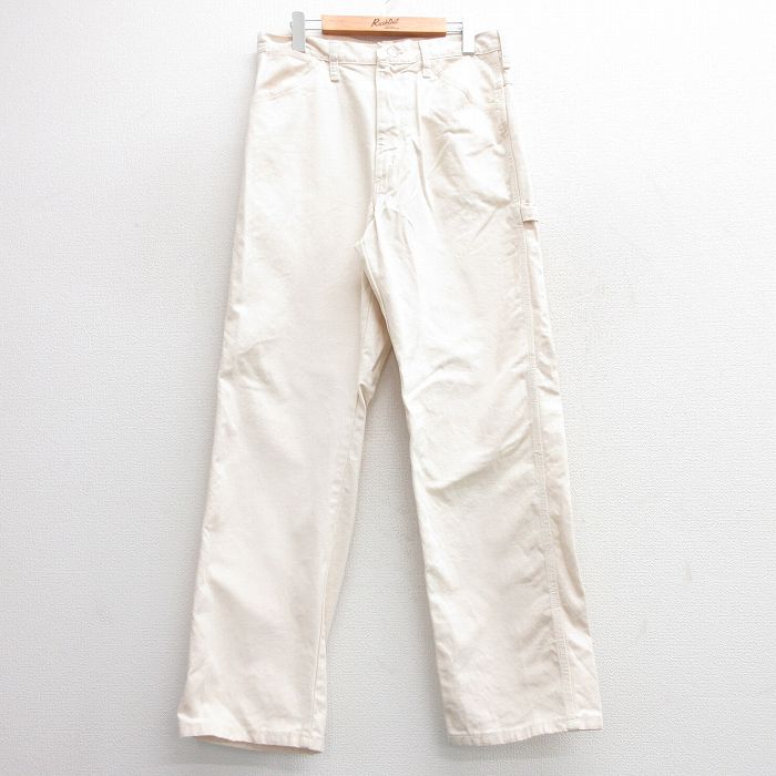 W33★古着 ビッグベン BIG BEN ペインター パンツ メンズ 80年代 80s USA製 タロン 生成り 【spe】 25apr11 中古 ボトムス ロング