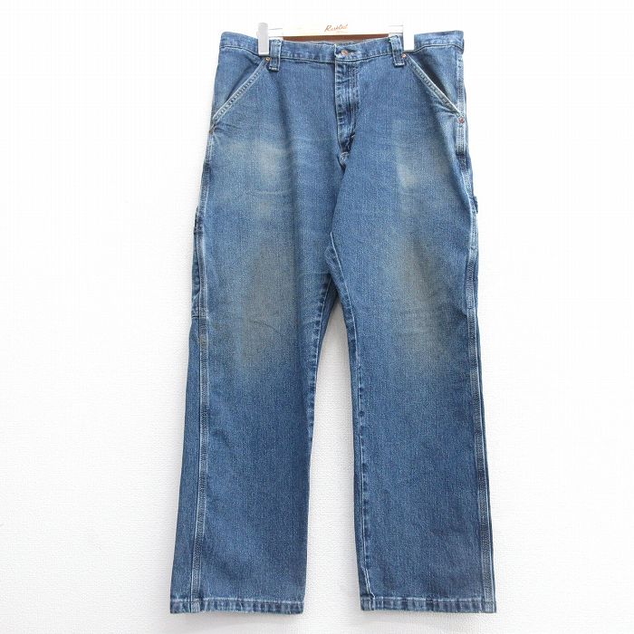W39★古着 ラングラー Wrangler ペインター パンツ メンズ ヒゲ 紺 ネイビー デニム 25apr11 中古 ボトムス ロング