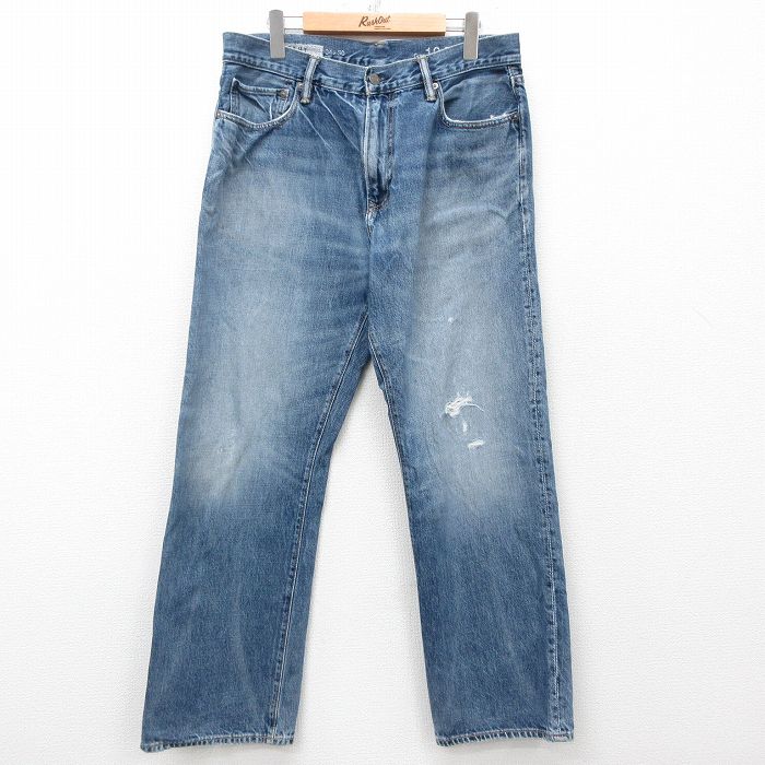 W34★古着 ギャップ GAP ジーンズ メンズ ヒゲ コットン 紺 ネイビー デニム 25apr11 中古 ボトムス ジーパン Gパン ロング パンツ
