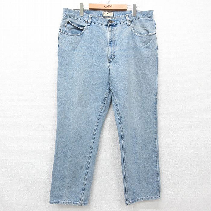 W37★古着 エルエルビーン LLBEAN ジーンズ メンズ 00年代 00s ヒゲ コットン 紺 ネイビー デニム 25apr11 中古 ボトムス ジーパン Gパン ロング パンツ